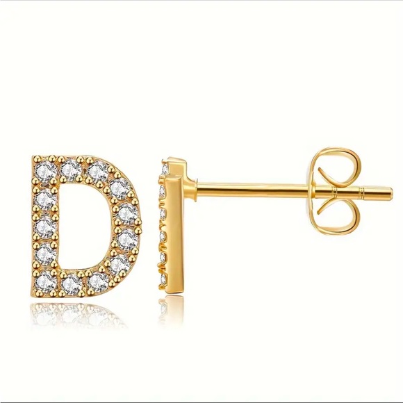 2 Pieces 26-Letter Golden Tone Alphabet Ear Studs, - Picture 13 of 16